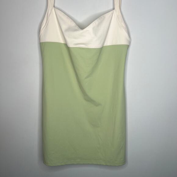 Free People Color Block Green Cream Active Mini Dress XL - Picture 6 of 8